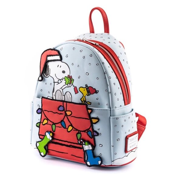 NWT Loungefly Peanuts Snoopy Christmas Woodstock Holiday Mini Backpack - Picture 1 of 4